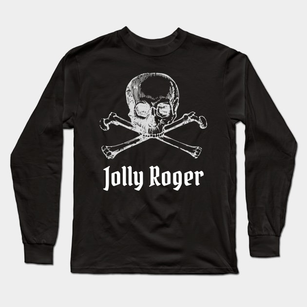 Jolly Roger Long Sleeve T-Shirt by TJWDraws